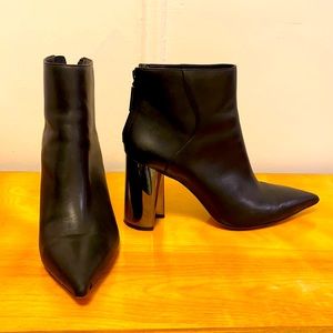 Zara leather bootie - curved metallic block heel